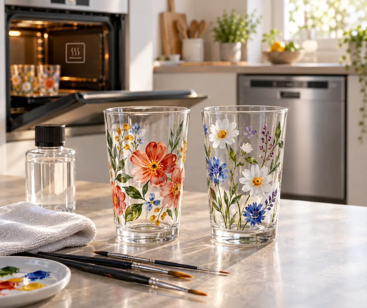 La peinture sur verre résiste au lavage avec une préparation et une cuisson adaptées