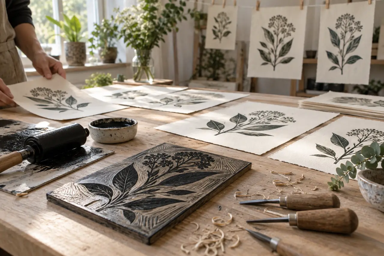 Linogravure : le motif inversé qui transforme une plaque en série d’estampes