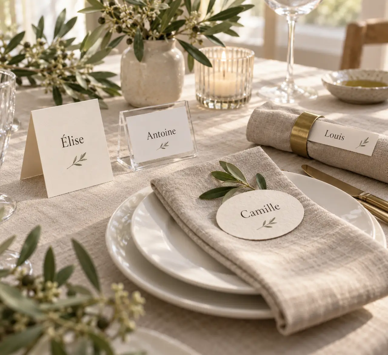4 formats de porte-nom pour une table lisible sans alourdir la décoration