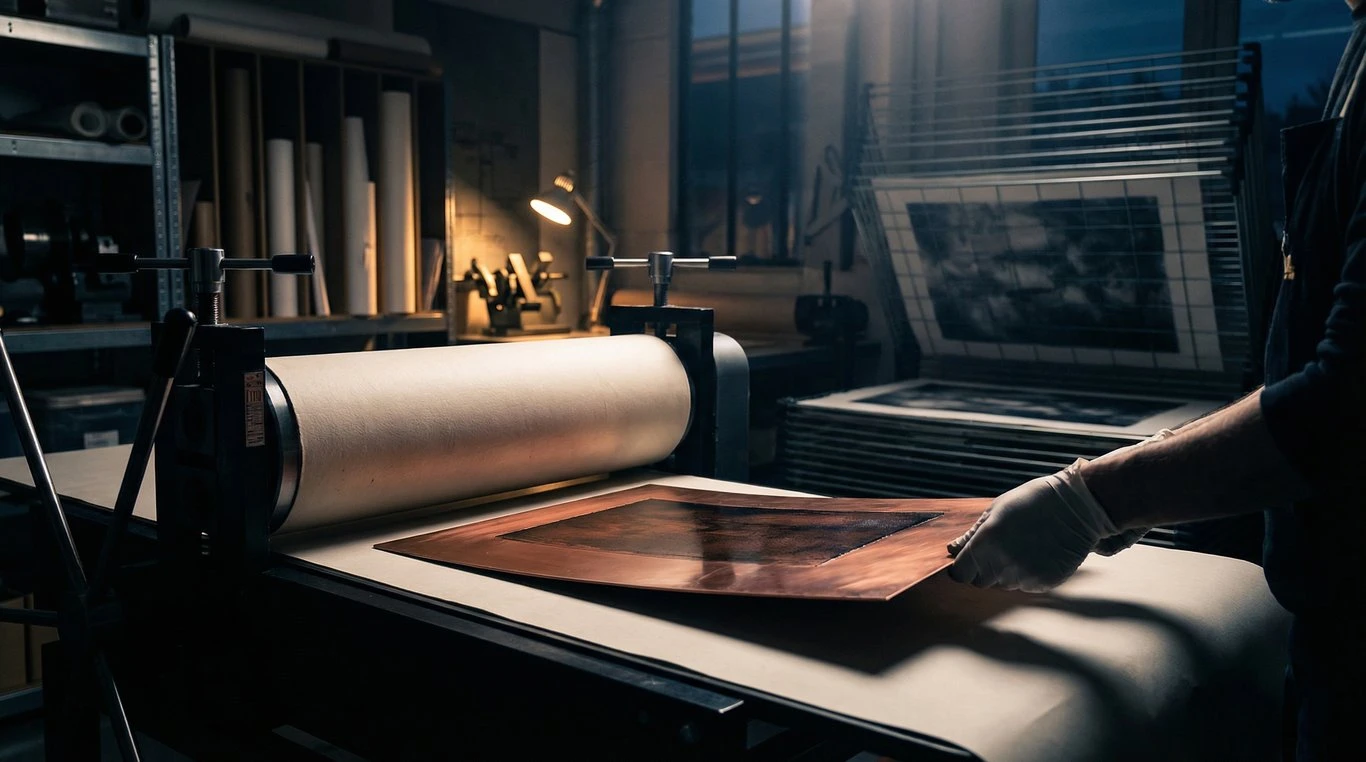 Gravure sur bois paysage