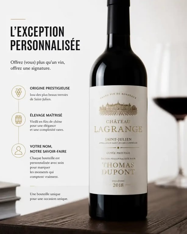 Bouteille de vin avec étiquette personnalisée pour un cadeau mémorable