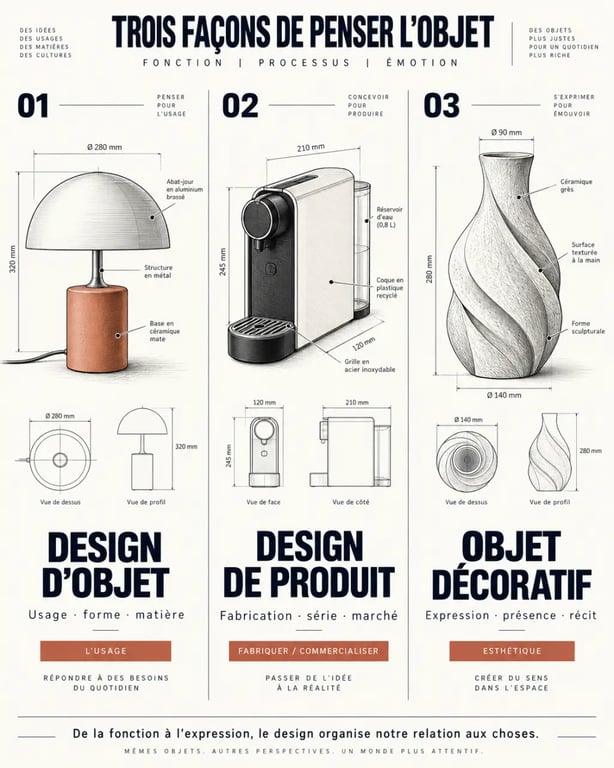Design objet : comparaison entre design d’objet, design de produit et objet décoratif