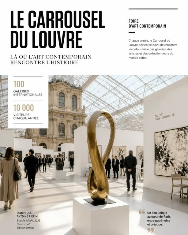 Visiteurs découvrant des œuvres d'art lors du salon Art Shopping au Carrousel du Louvre