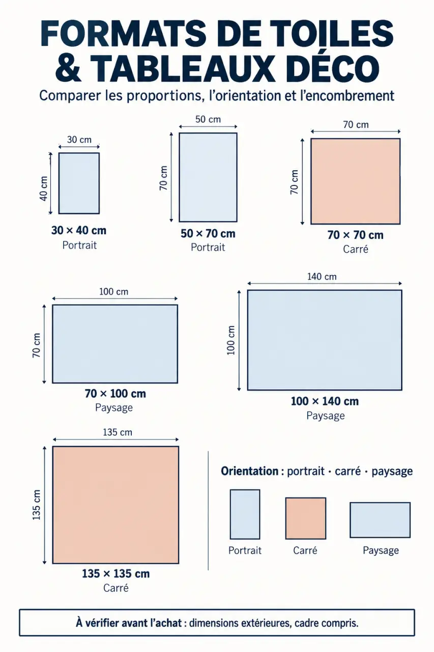 Infographie des formats de toiles tableaux déco et de leurs proportions