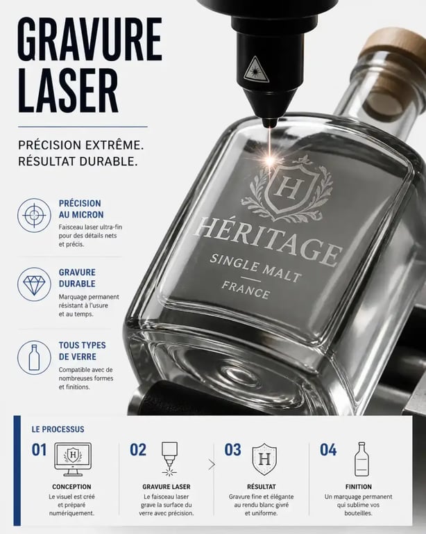 Gravure laser sur bouteille en verre pour une personnalisation durable
